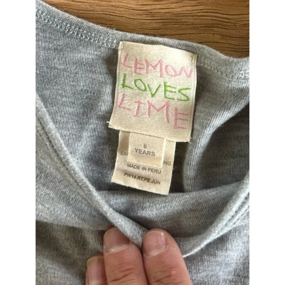 LEMON LOVES LIME Gray ruffle twirl girls dress